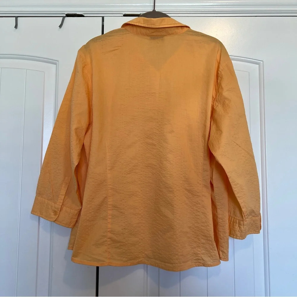 Talbots orange 3/4 sleeve button down shirt, XL - Picture 4 of 8